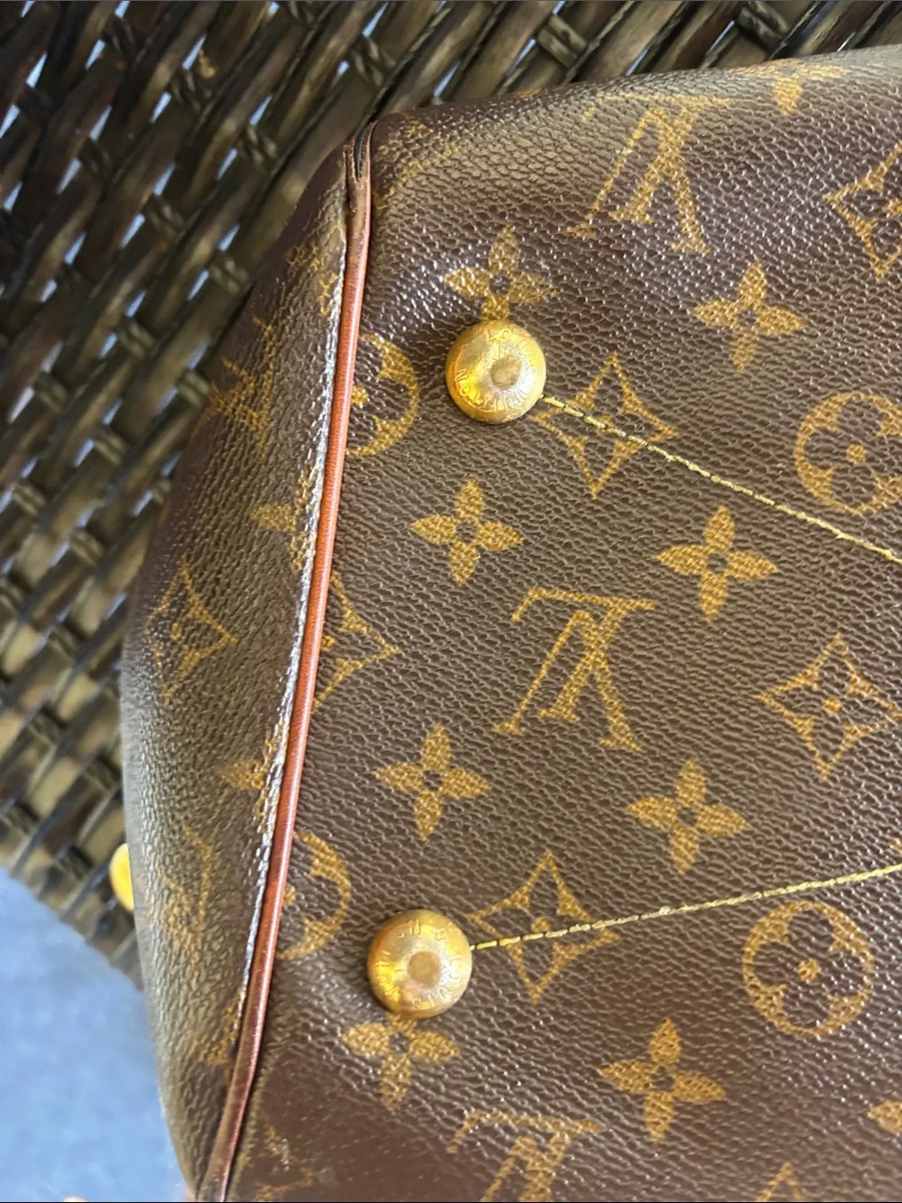 Louis Vuitton Monogram Canvas Handbag - Brown with Tan Trim